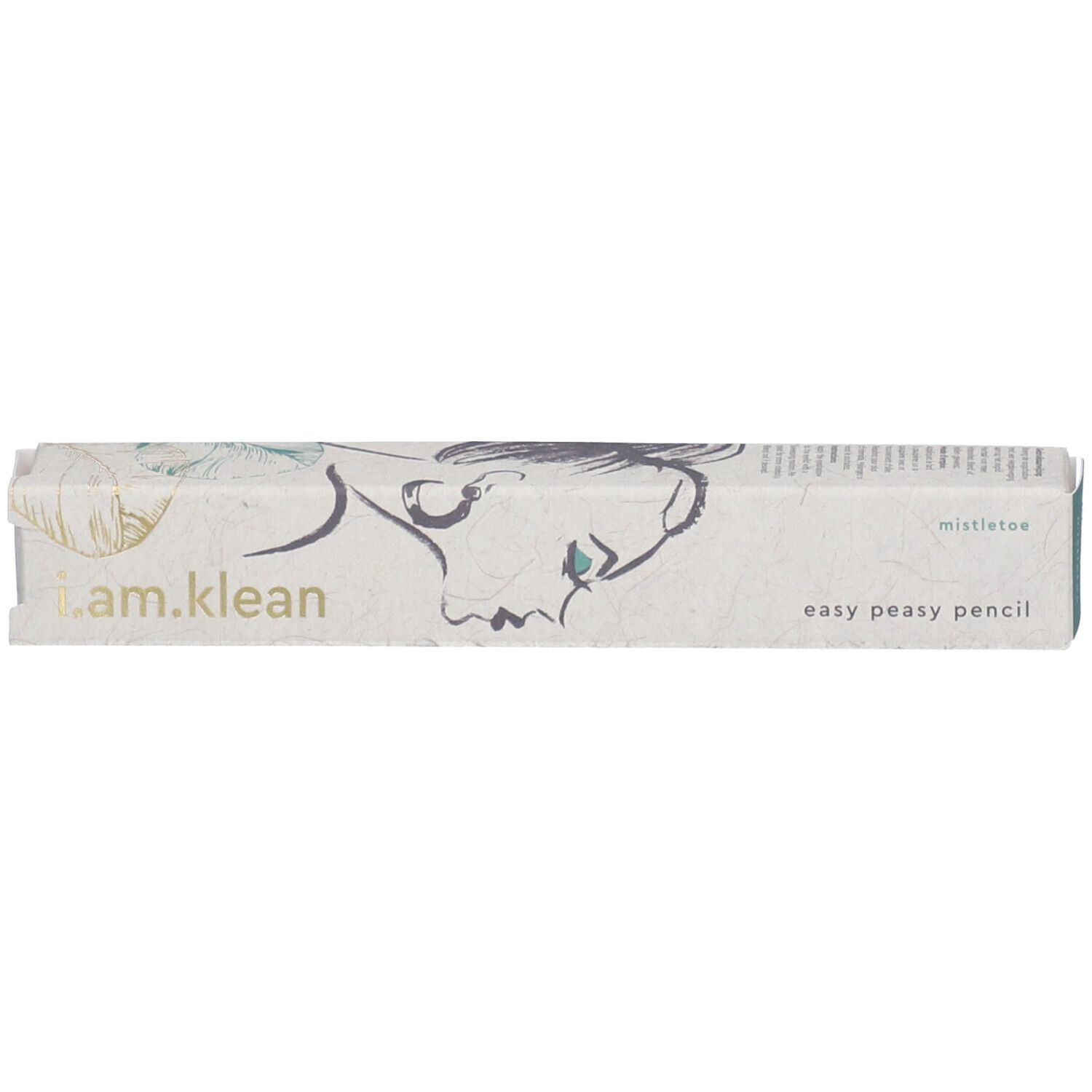 Verpackung. Aufschrift: i.am.klean easy peasy pencil. Pflanzliches Design.
