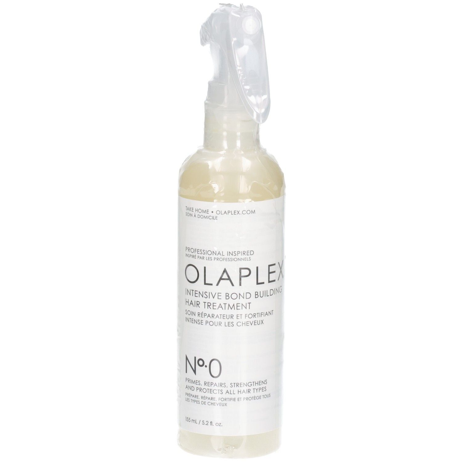 Olaplex Nº.0 intensive Haarbehandlung in Sprühflasche, Nahaufnahme.
