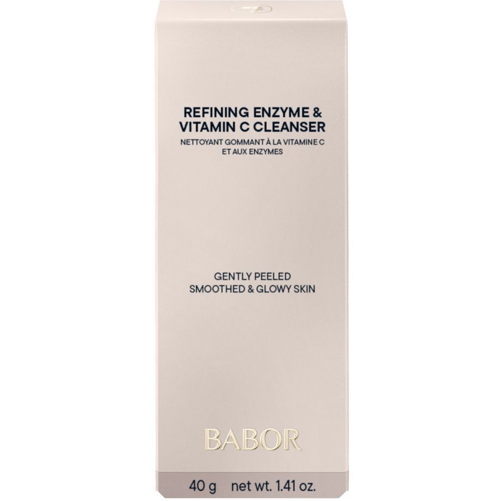 BABOR Refining Enzyme & Vitamin C Cleanser Flasche, Rückseite mit Text.