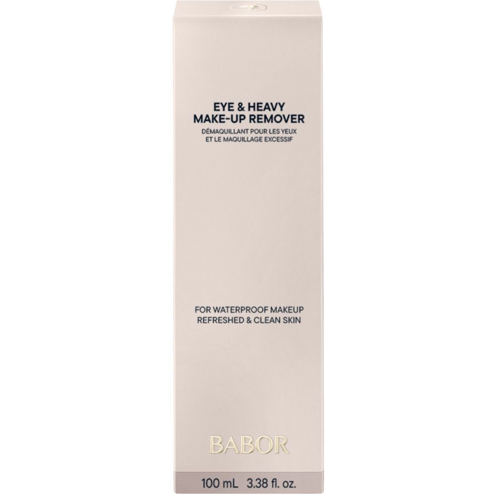 BABOR Eye & Heavy Make-Up Remover, Seitenansicht mit Text.