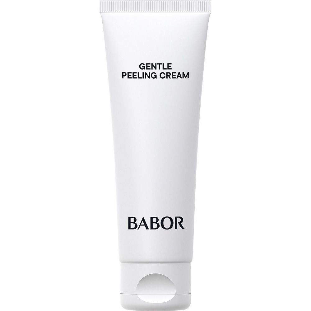 Tube blanc avec logo BABOR et inscription Gentle Peeling Cream.