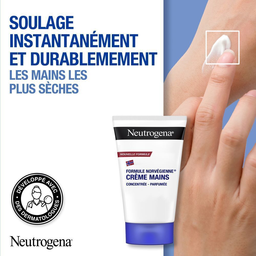 Crème pour mains formule norvégienne, 50 ml. Soulagement instantané et durable des mains les plus sèches.