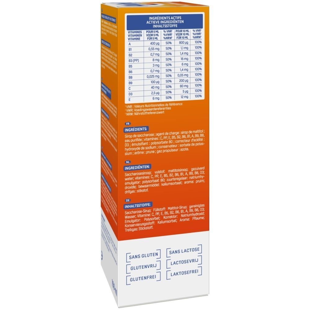 Alvityl Multivitamine Trinklösung: Seitenansicht einer Packung mit Produktinformationen.