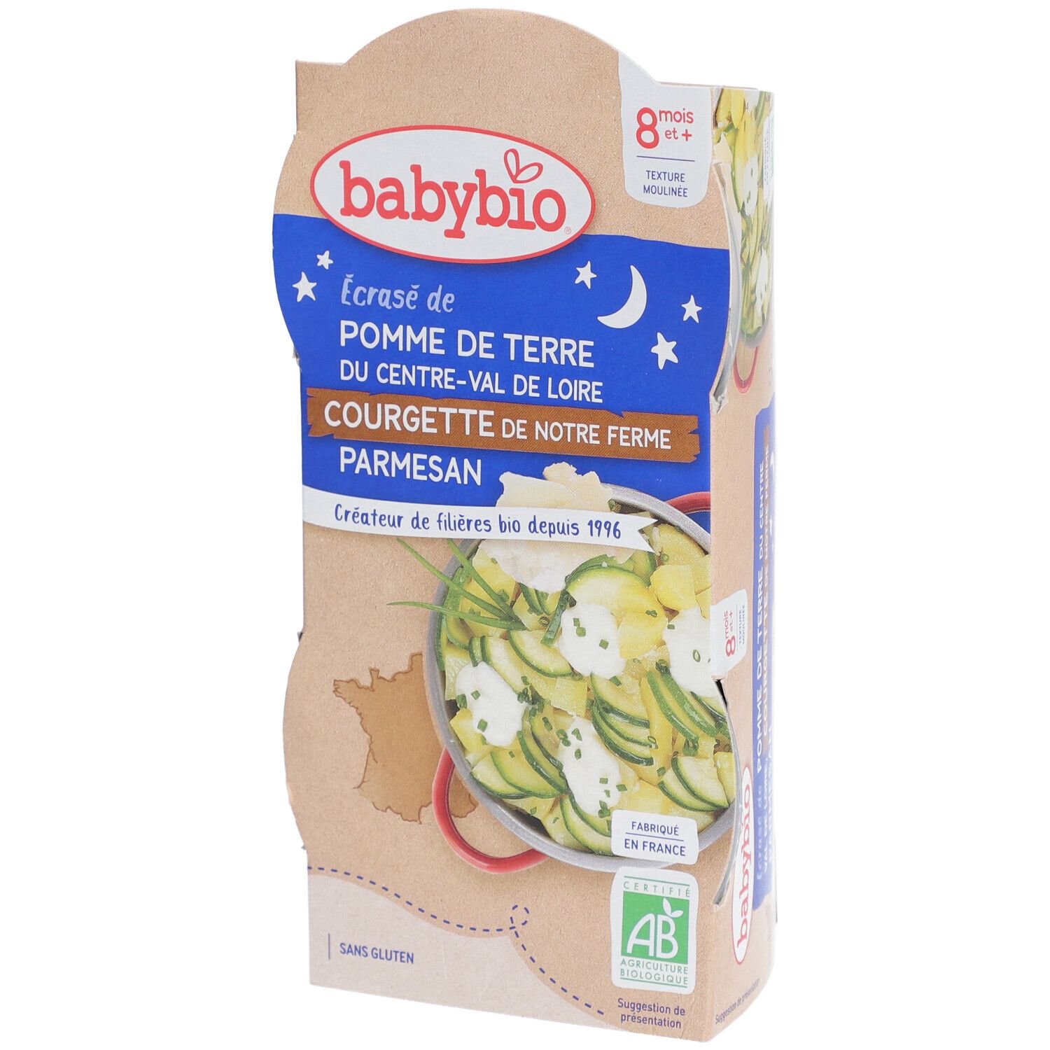 Babybio® Kartoffelpüree aus Centre-Val de Loire Zucchini von unserer Farm & Parmesan