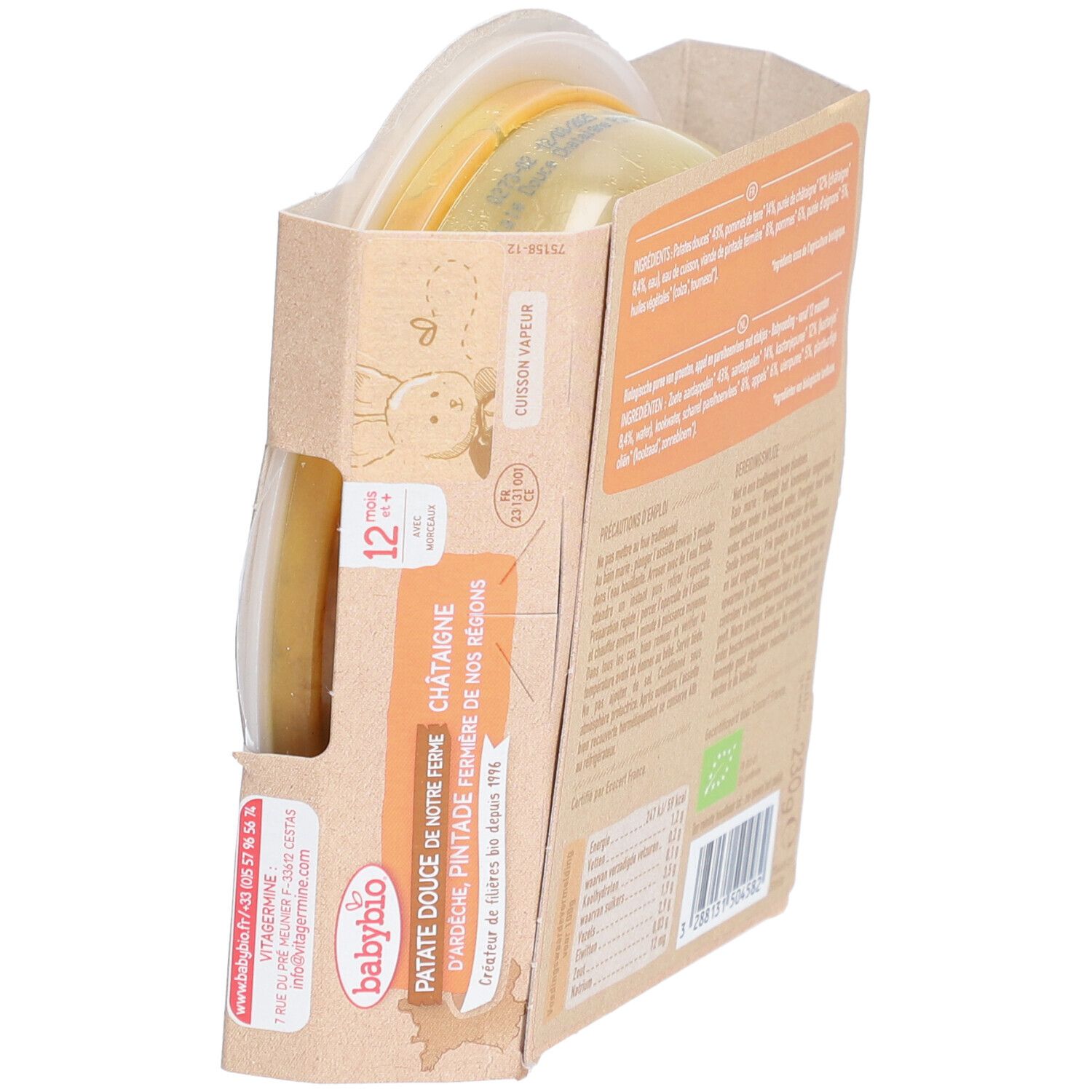 Babybio® Patate Douce, Châtaigne d'Ardèche, Pintade Fermière