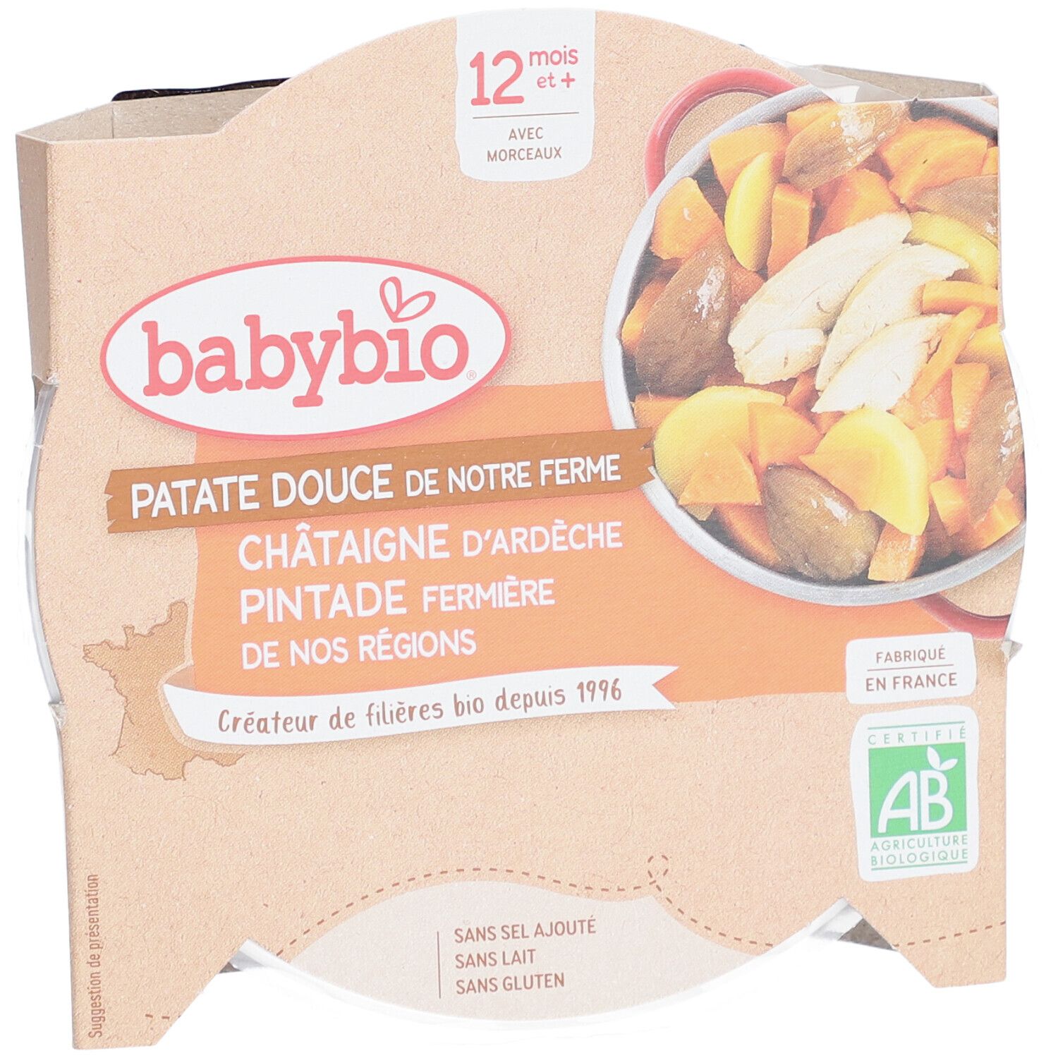 Babybio® Patate Douce, Châtaigne d'Ardèche, Pintade Fermière