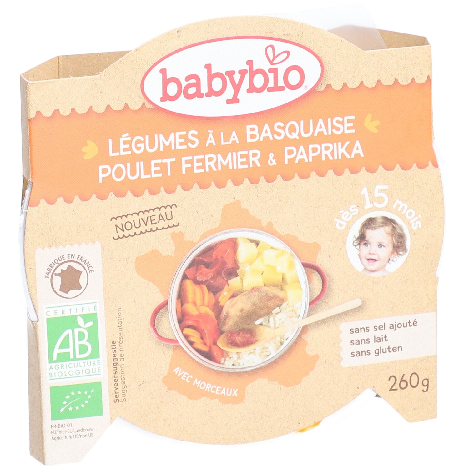 Babybio® Légumes à la Basquaise, Poulet Fermier du Poitou avec Paprika