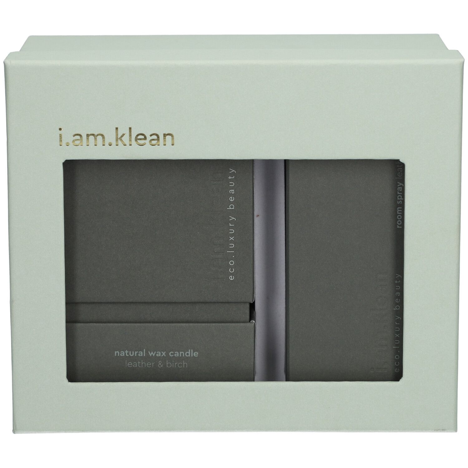 i.am.klean Geschenkset Kerze + Raumspray Leather & Birch