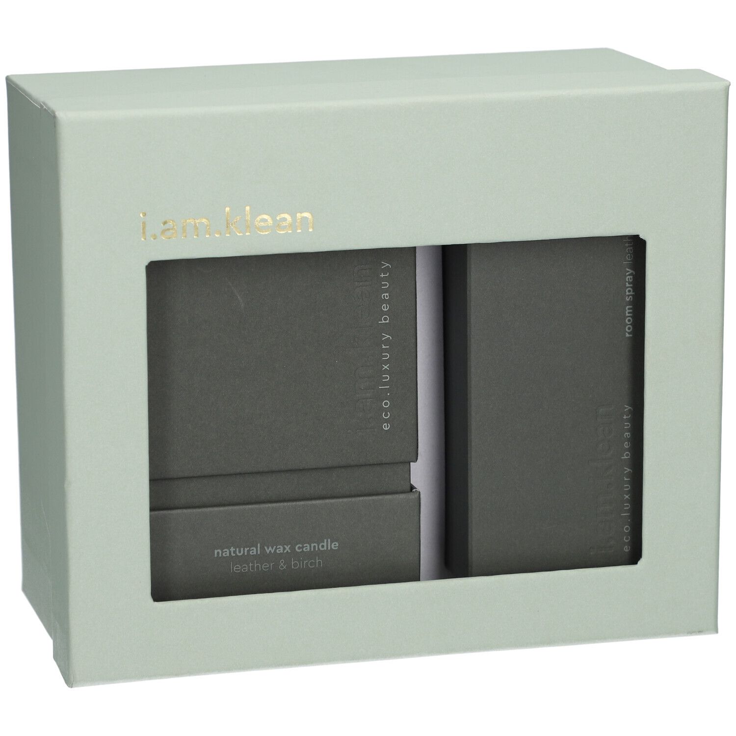 i.am.klean Geschenkset Kerze + Raumspray Leather & Birch