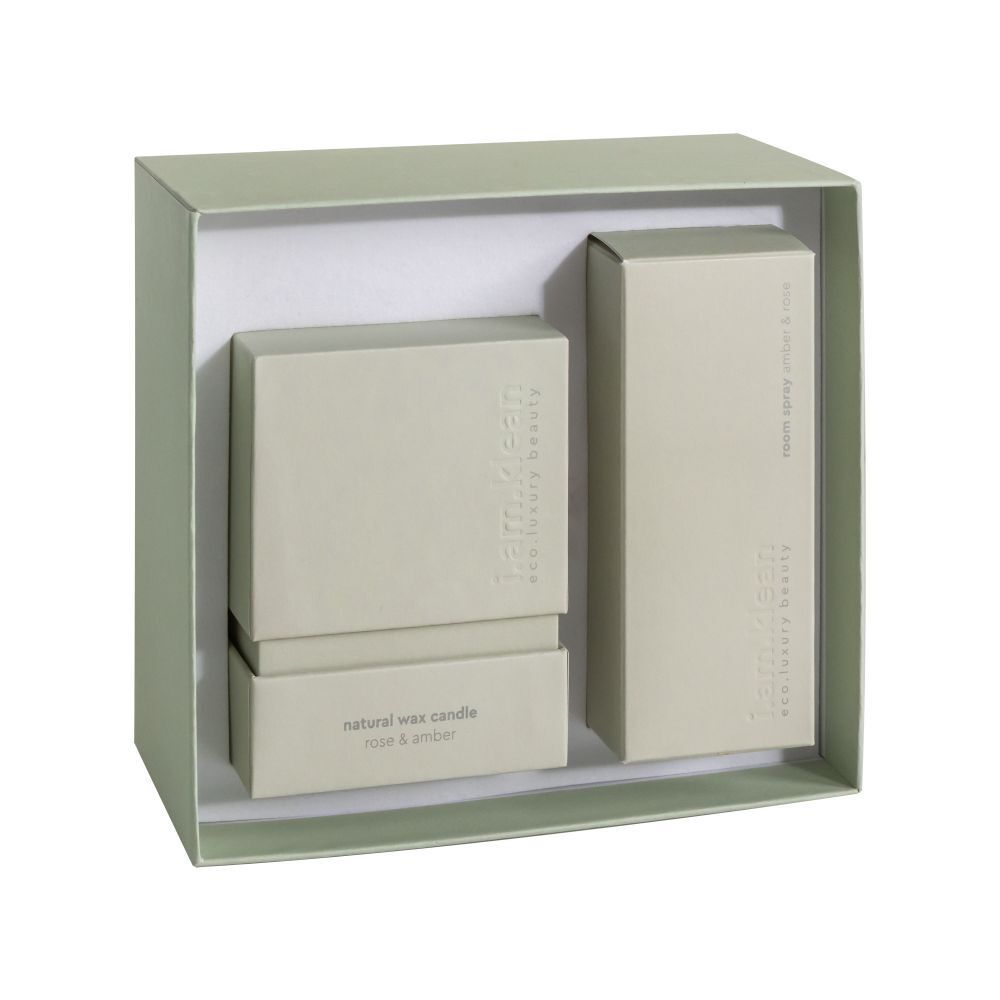 i.am.klean Coffret Cadeau Bougie + Spray d'ambiance Rose & Amber