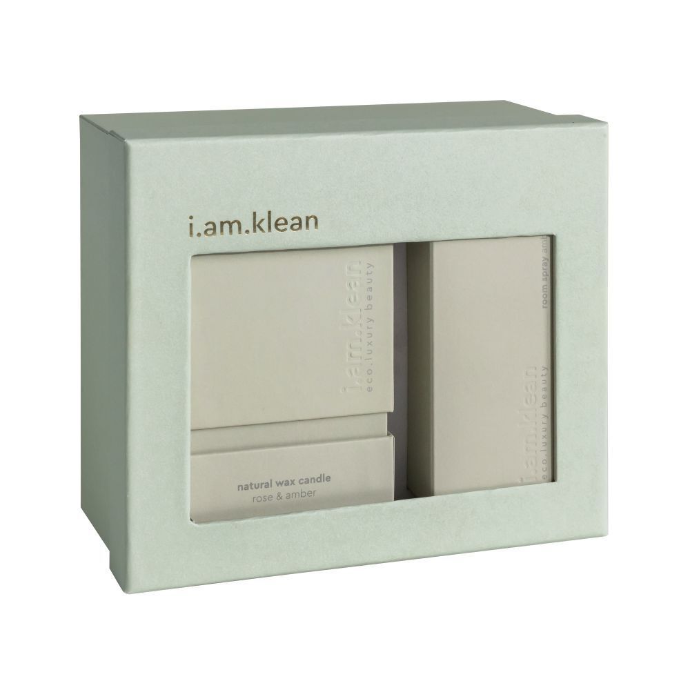 i.am.klean Coffret Cadeau Bougie + Spray d'ambiance Rose & Amber