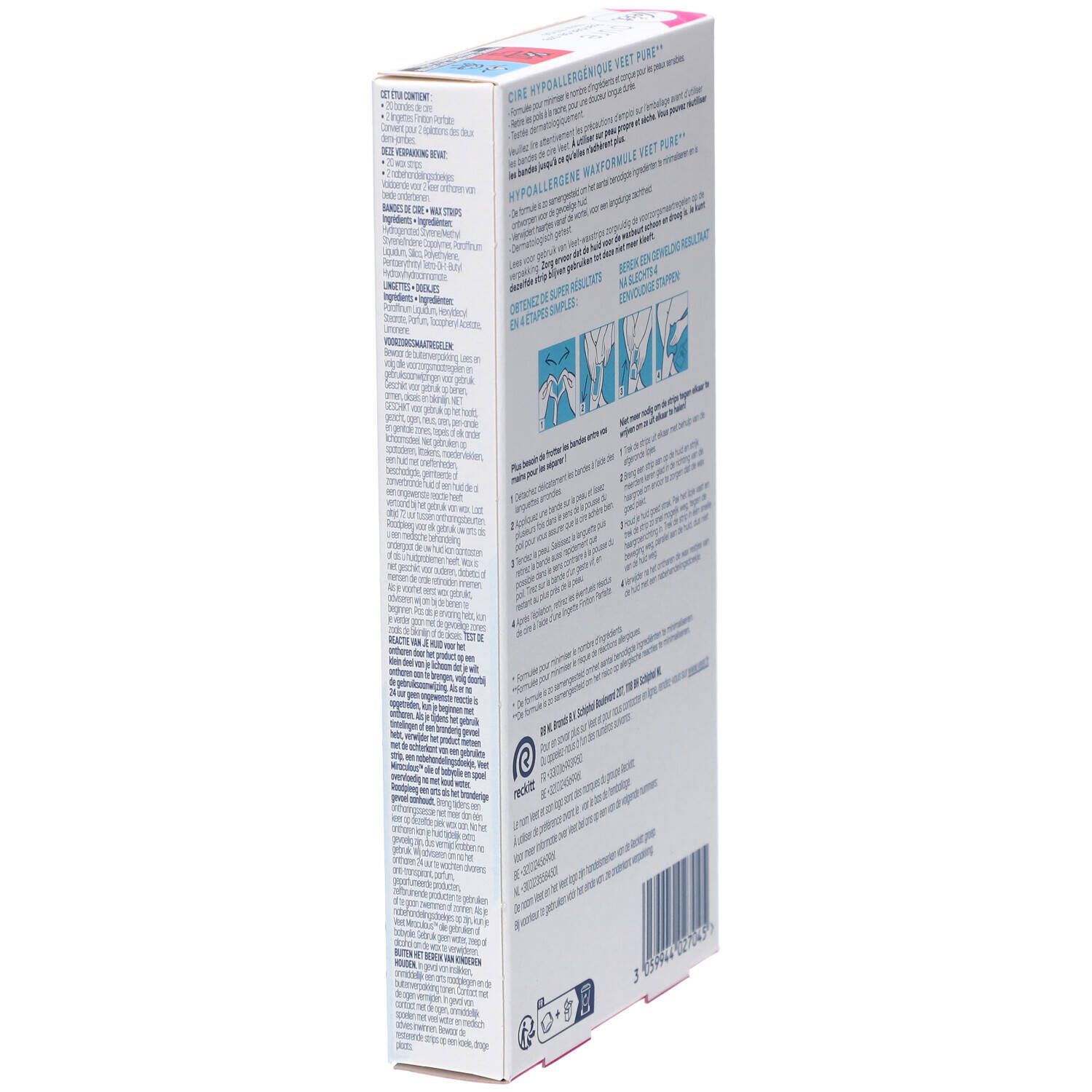 VEET PURE Bandes de Cire Froide Jambes Peaux Normales   20 strips