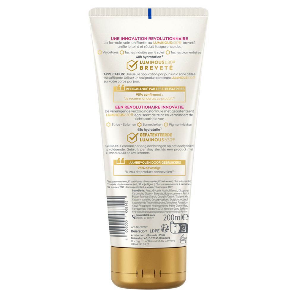 Nivea Luminous 630Lichaamsverzorging Anti-Striemen & Vlekken Creme 200ml