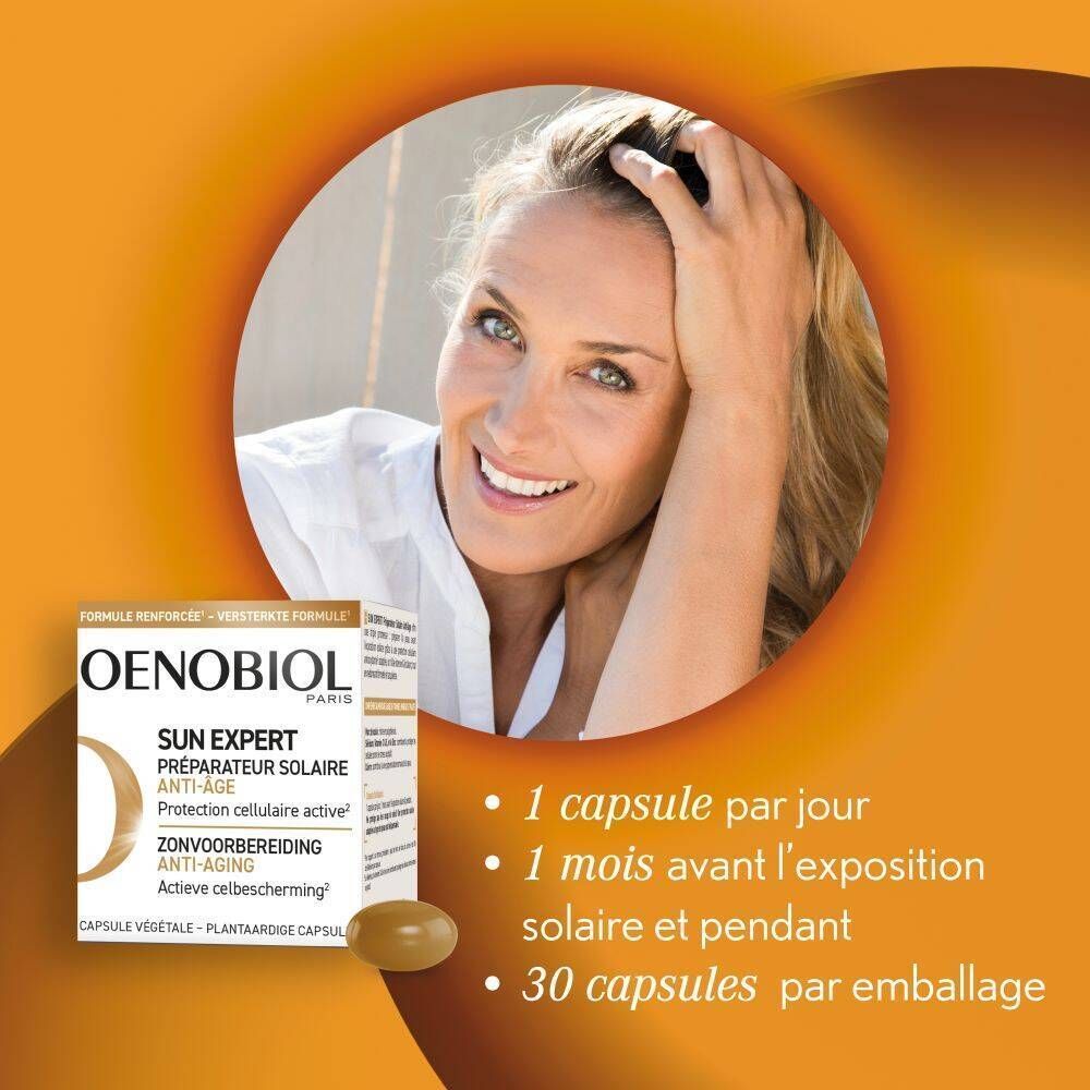 Oenobiol Sun Expert Kapseln zur Sonnenvorbereitung. Enthält 30 Kapseln.
