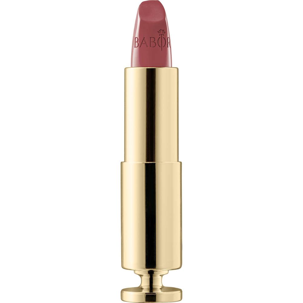 Goldfarbener Lippenstift, geöffnet. Der Lippenstift ist rosa.