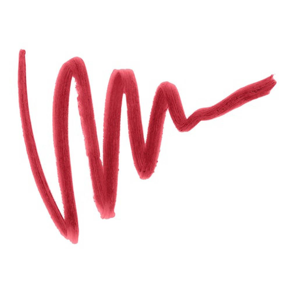 Trait de crayon contour des lèvres rouge. Sur fond blanc. Ligne ondulée.