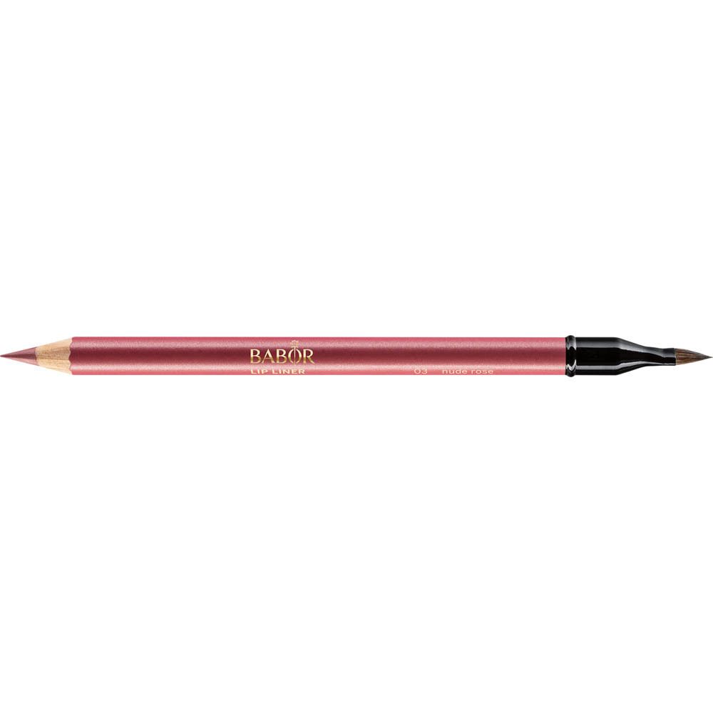 Crayon à lèvres double embout. Une extrémité pointue, l'autre avec une brosse. Inscription: BABOR LIP LINER.