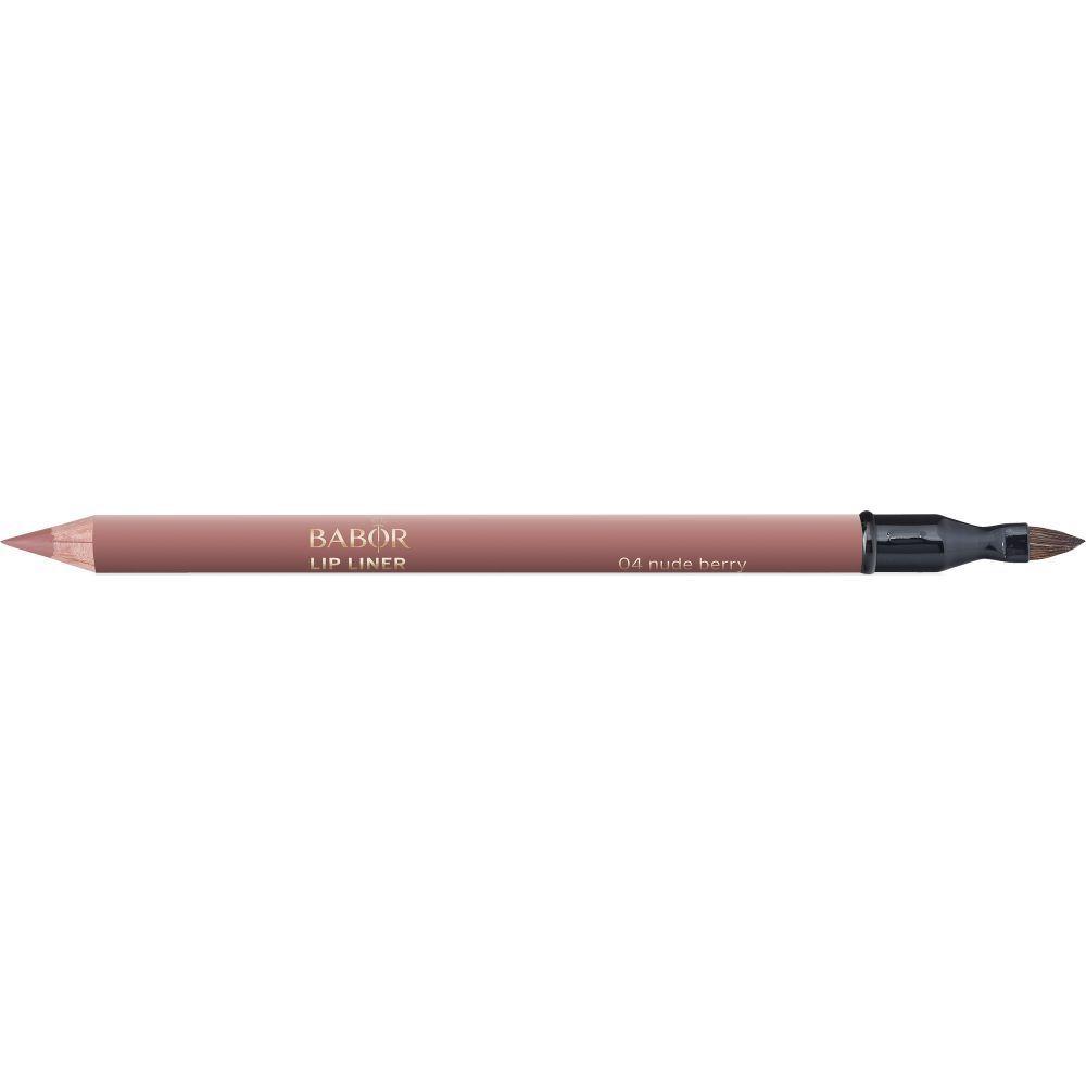 Doppel-Lippenkonturenstift, hellbraun. Aufschrift: Babor Lip Liner 04 Nude Berry. Spitze und Applikator.