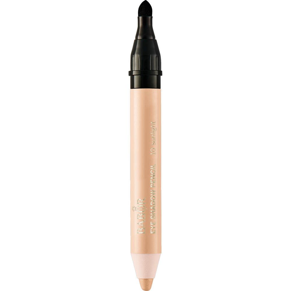 Babor Lidschatten-Stift. Beige Stift mit schwarzem Deckel. Aufschrift: Eye Shadow Pencil 10 Sonnenlicht.
