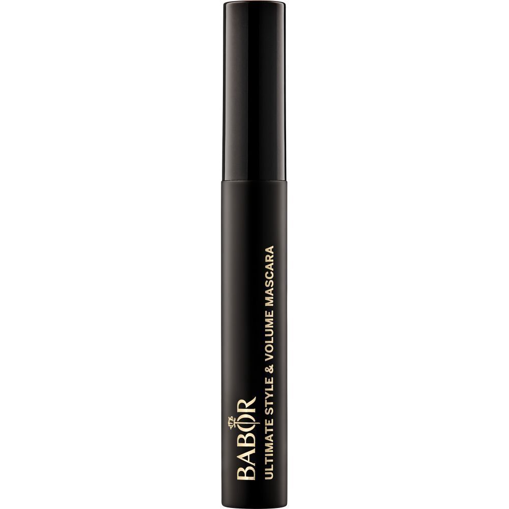 Tube de mascara noir avec le nom Babor et le nom du produit. Bouchon noir.