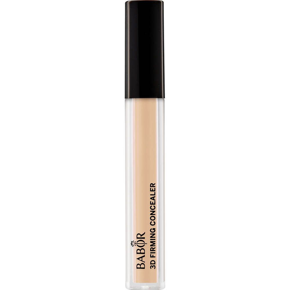 Babor 3D Straffender Concealer 02 Elfenbein. Beige Tube mit schwarzem Deckel. Produkt steht.