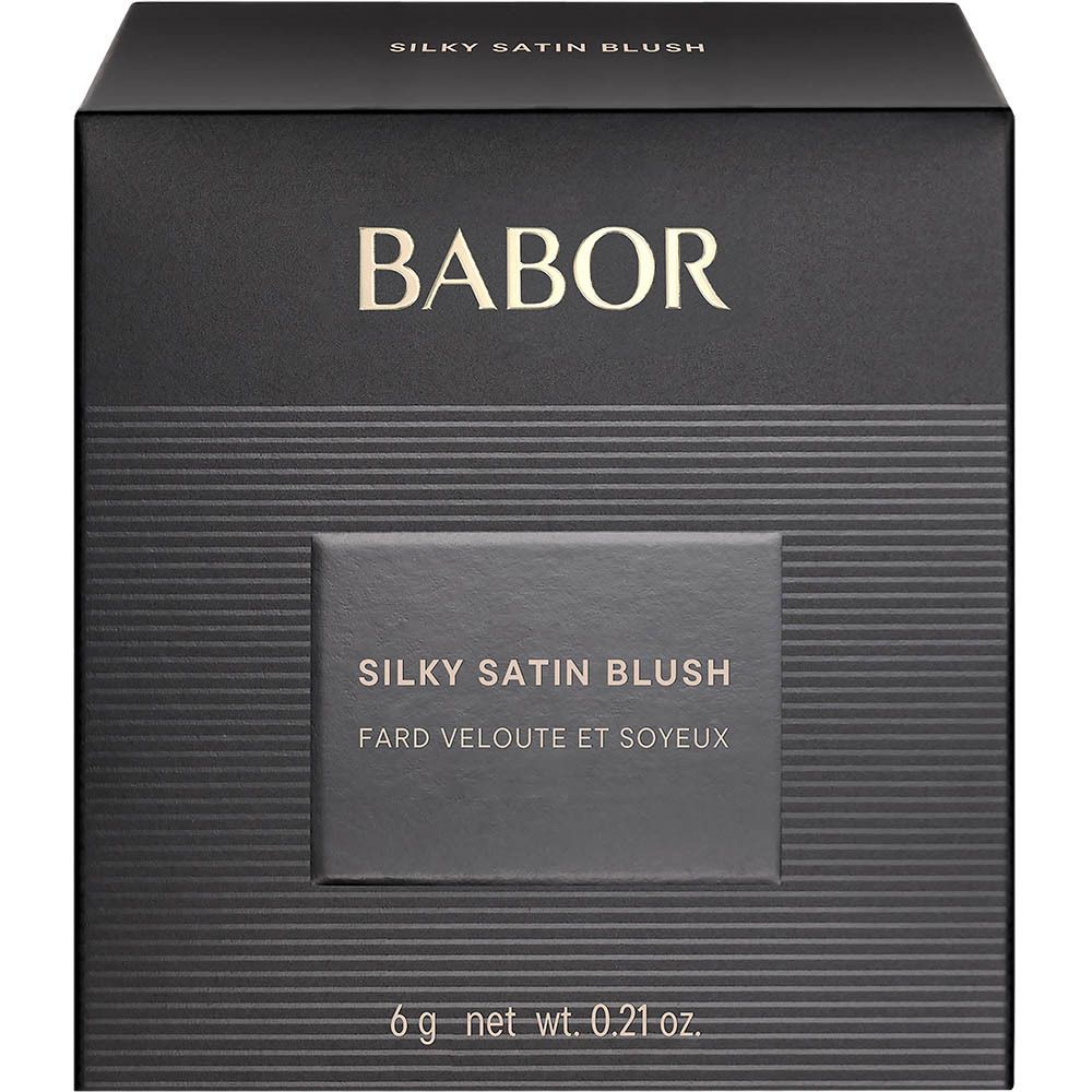 Schwarze Verpackung mit BABOR-Logo und Produktbezeichnung: Silky Satin Blush.