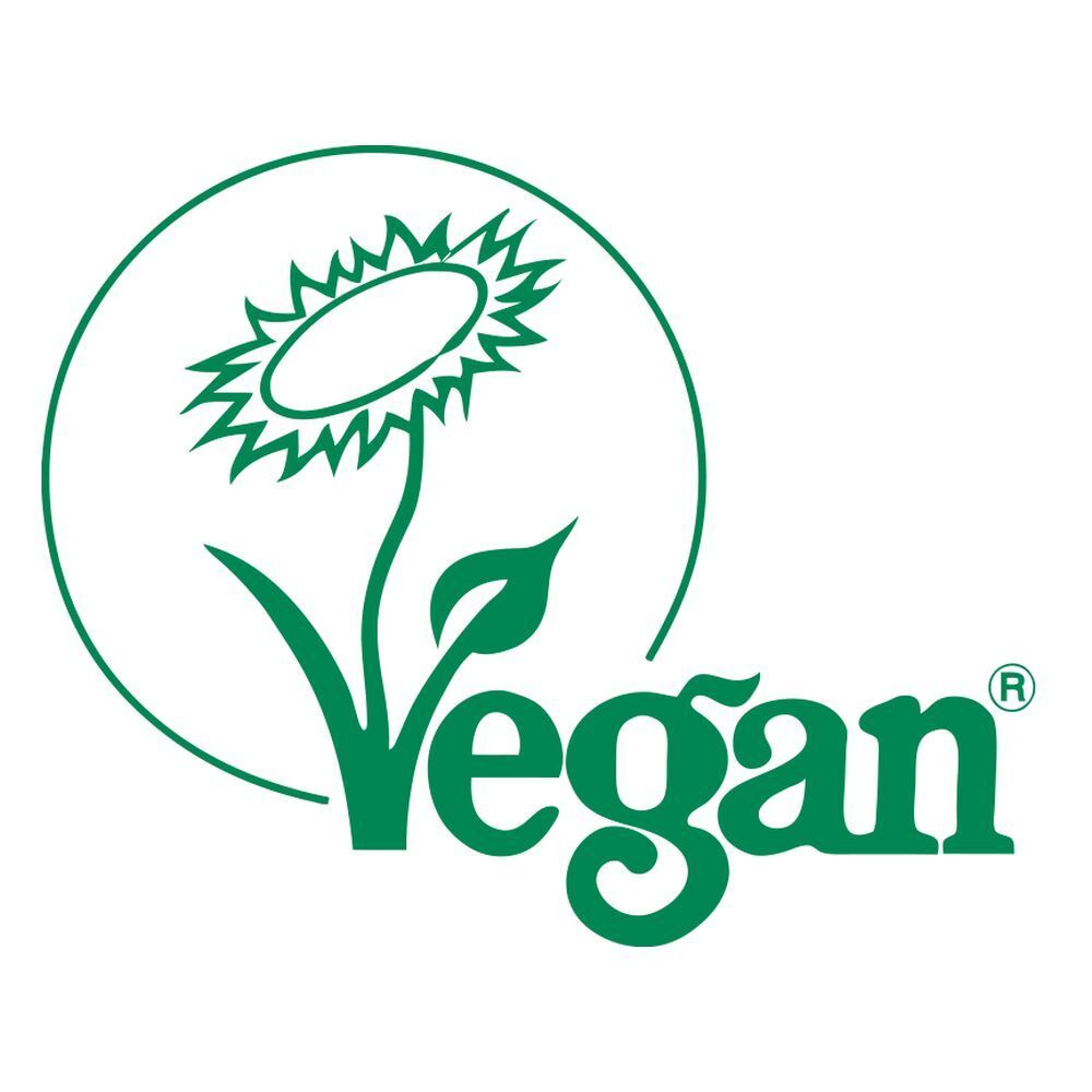 Logo vert avec tournesol et texte Vegan.