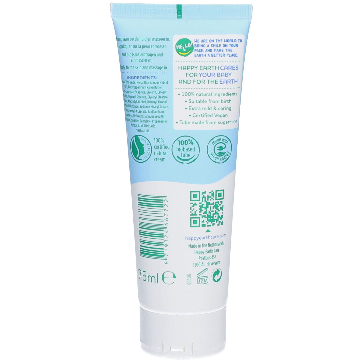 Happy Earth Natürliche Wickelcreme 100% Baby & Kind