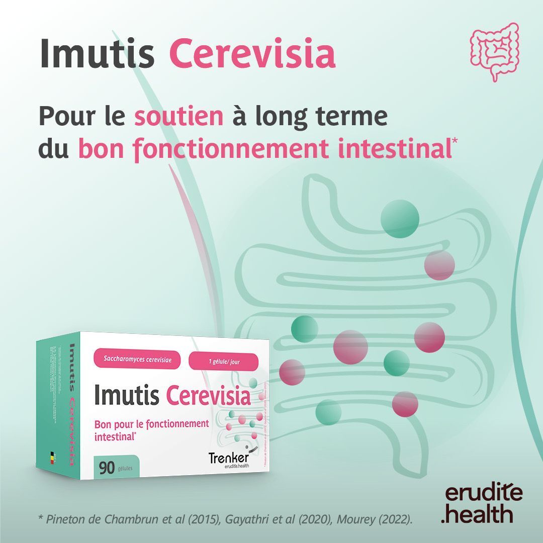 Verpackung von Imutis Cerevisia, zur Unterstützung der Darmfunktion.