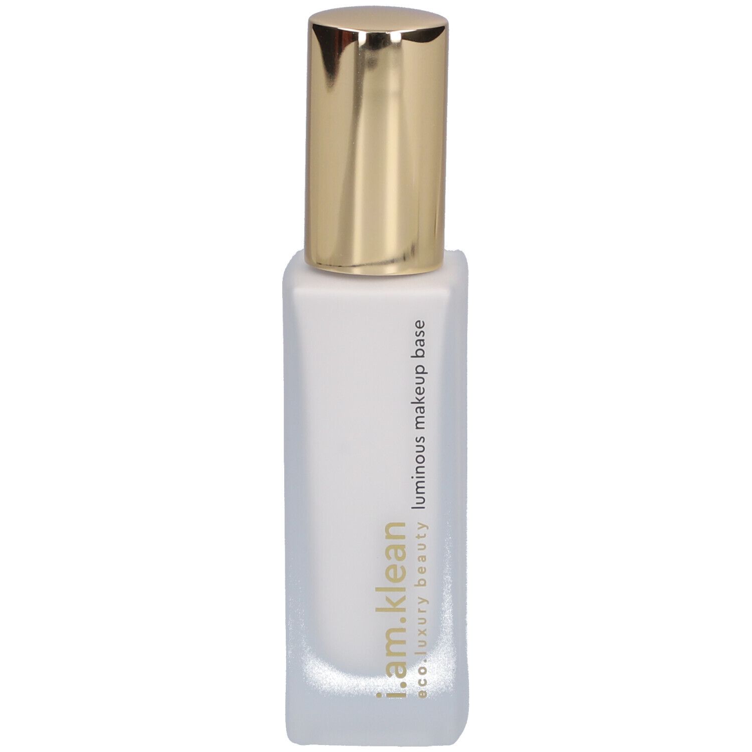 Flakon mit goldfarbenem Deckel. Aufschrift: i.am.klean, luminous makeup base.