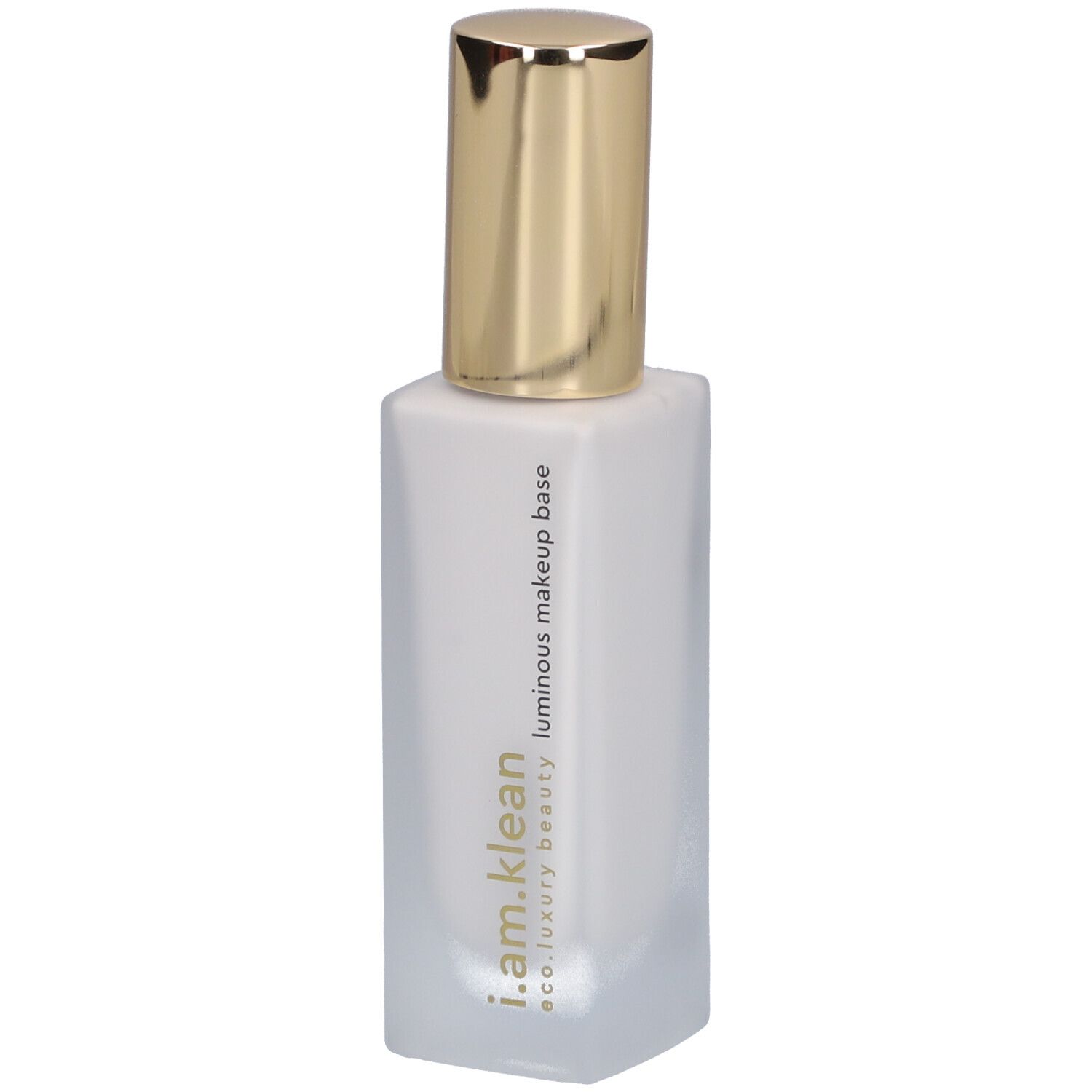 Flakon mit goldfarbenem Deckel. Aufschrift: i.am.klean, luminous makeup base.