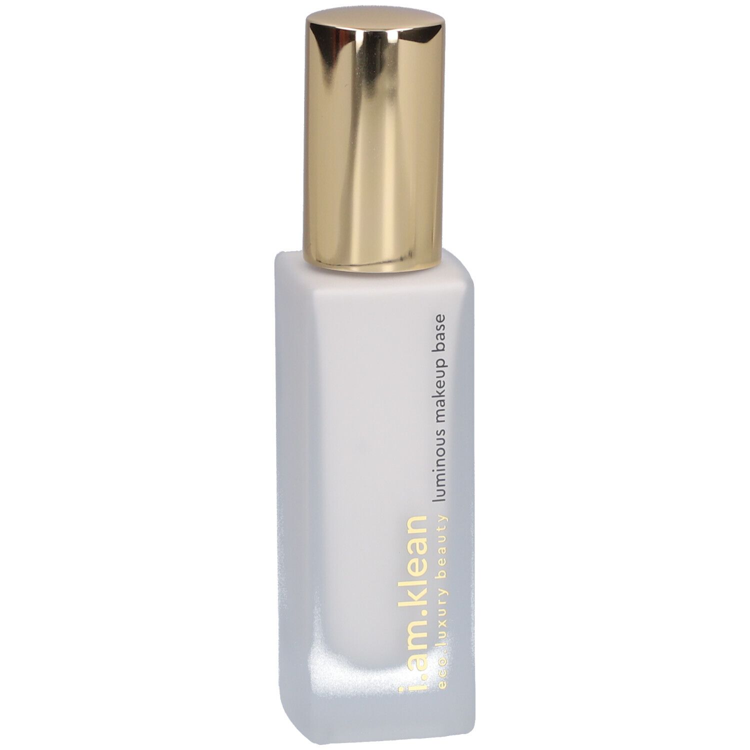 Flakon mit goldfarbenem Deckel. Aufschrift: i.am.klean, luminous makeup base.