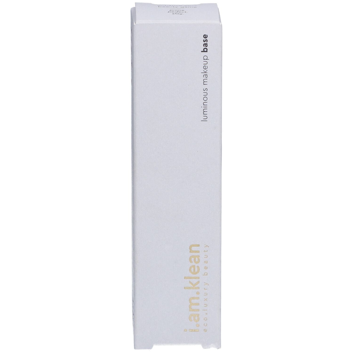 Weiße Verpackung mit Aufschrift: i.am.klean, luminous makeup base.
