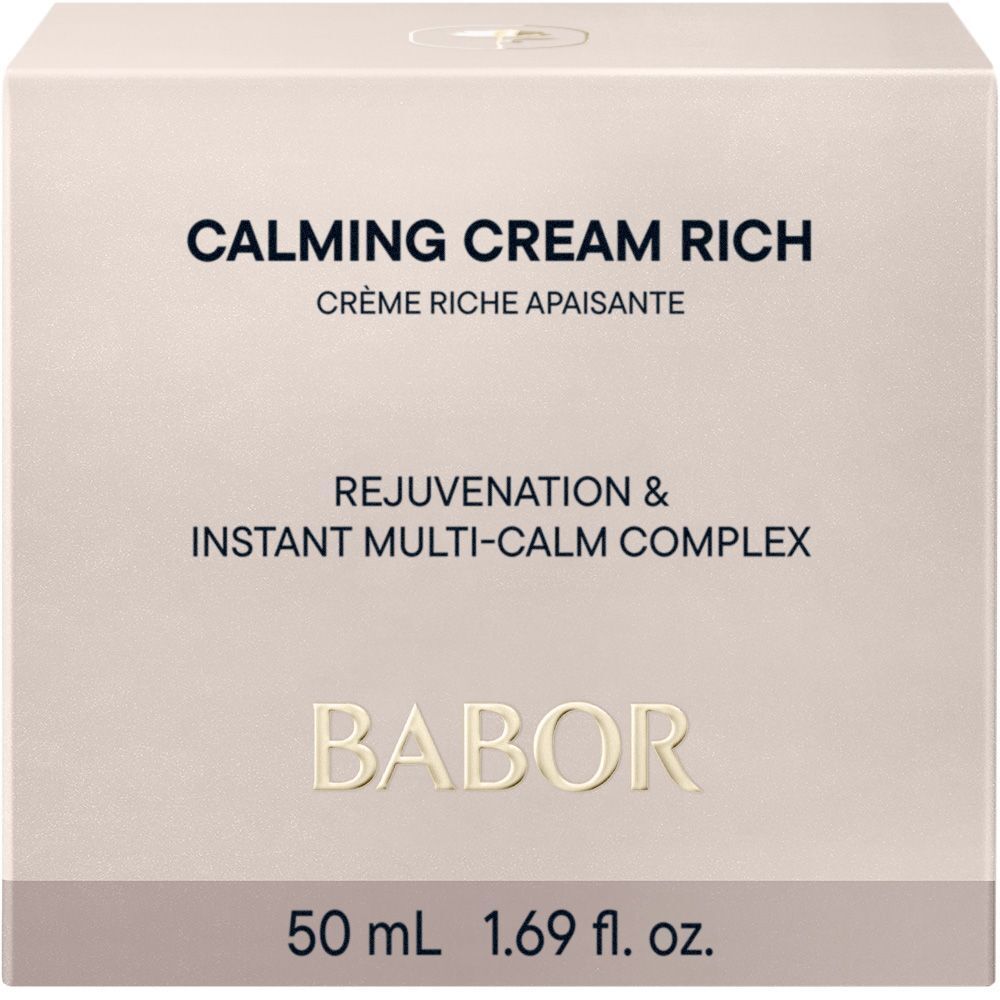 Boîte avec l'inscription Calming Cream Rich, Babor. 50 ml.