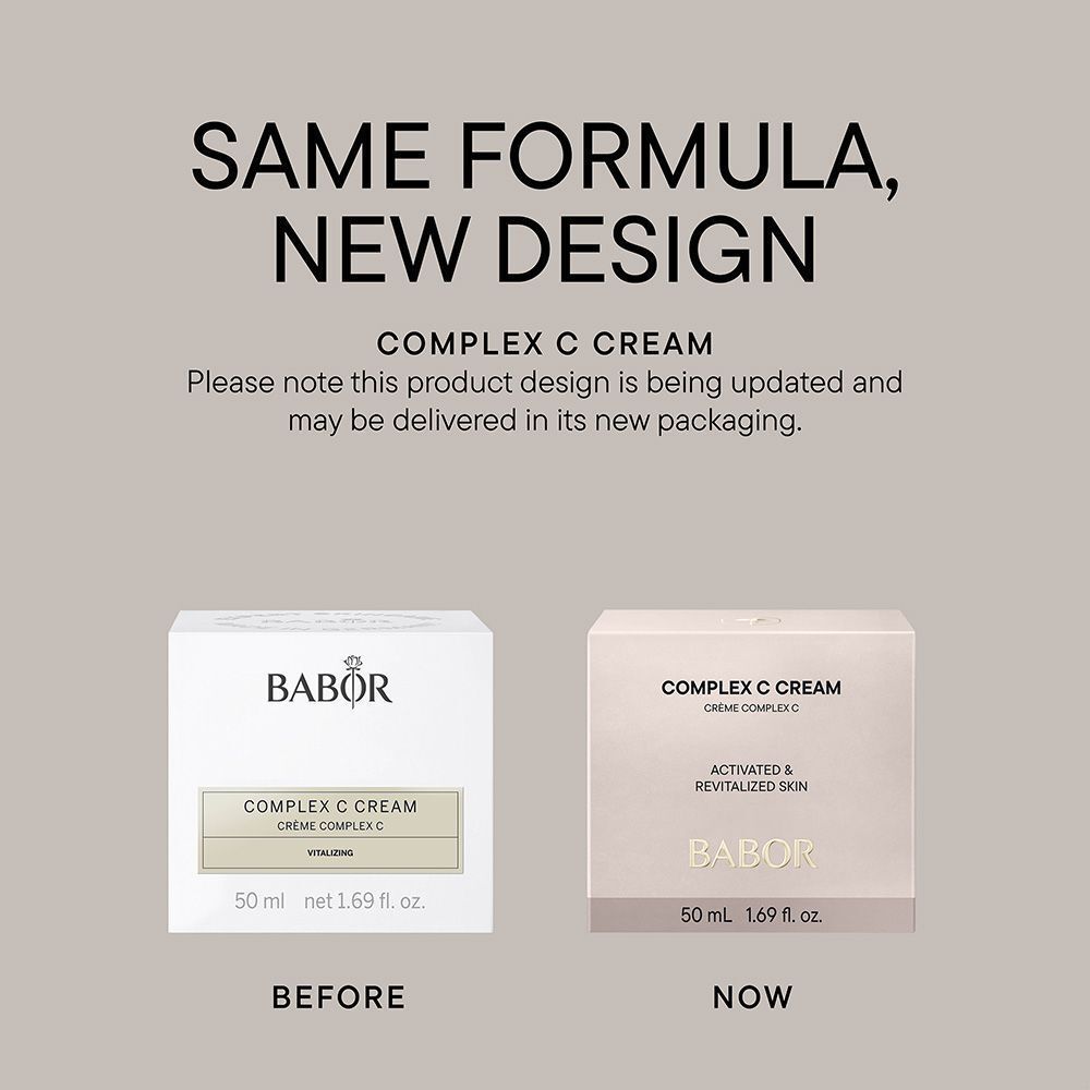 Comparaison de deux boîtes. Gauche : blanche, droite : beige. Texte : SAME FORMULA, NEW DESIGN.