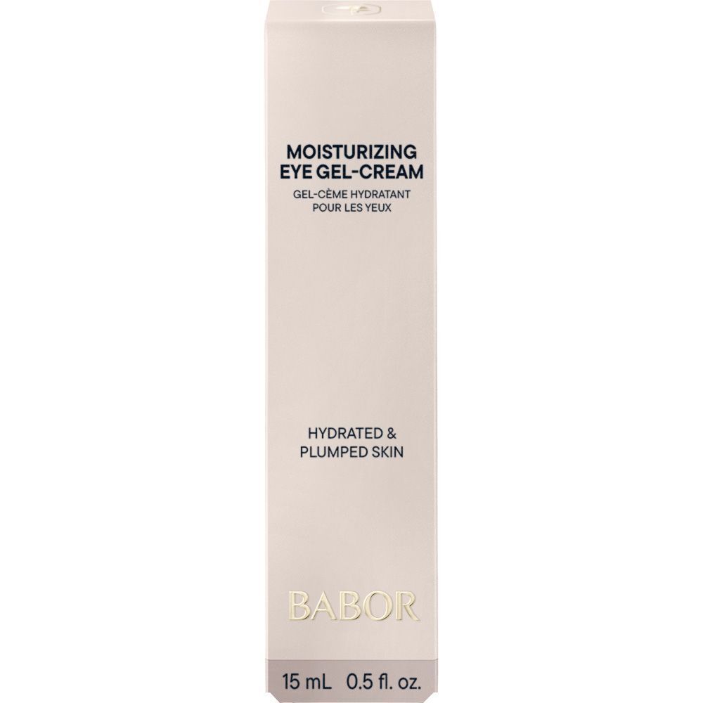 Rückseite der Babor Skinovage Moisturizing Eye Gel-Cream Tube, deutsche Beschriftung.