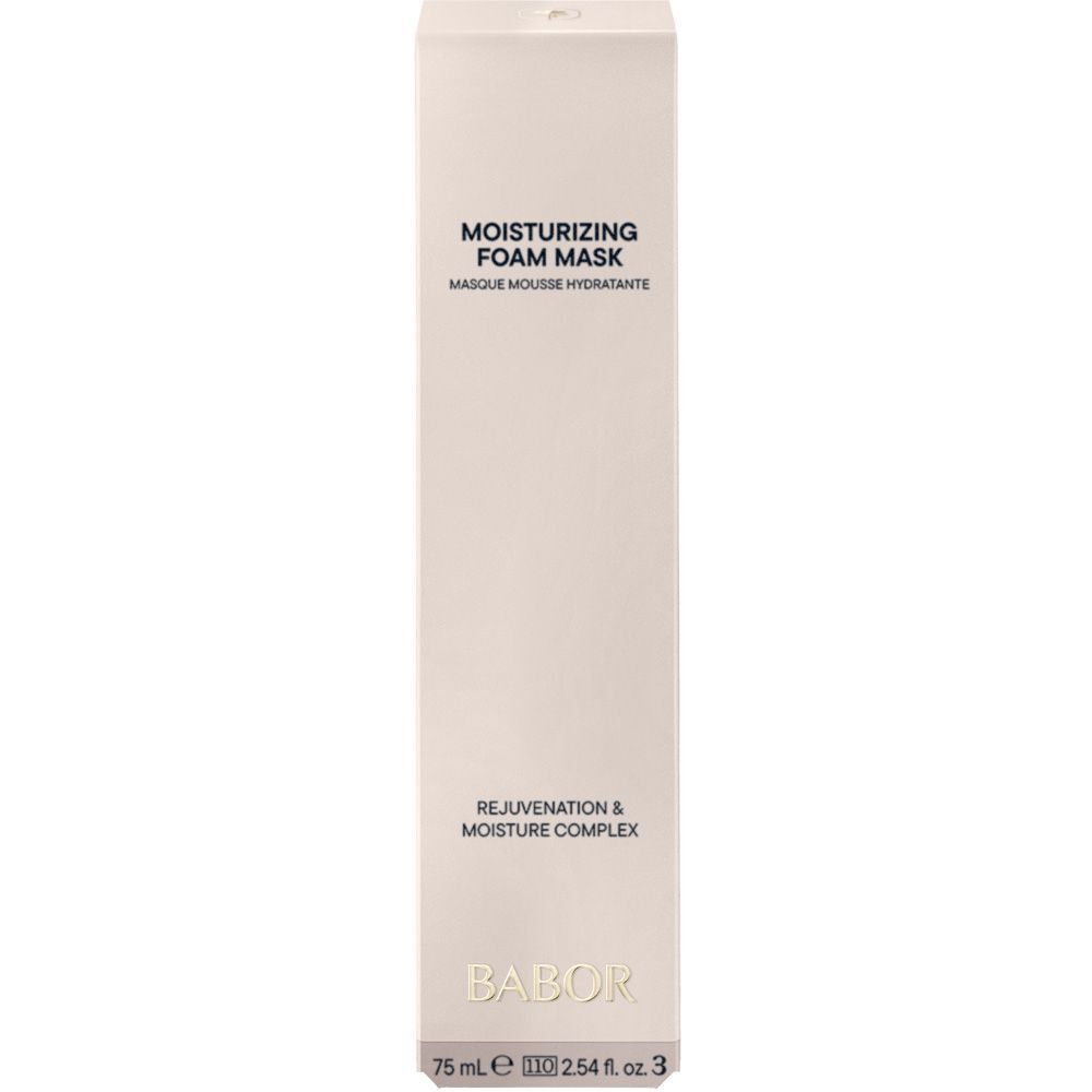 Babor Skinovage Moisturizing Foam Mask, flacon pulvérisateur blanc avec capuchon argenté.