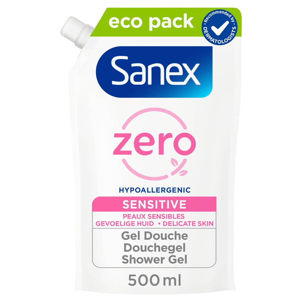 Sanex Zero Eco Recharge Gel Douche Sensibilité & Hypoallergénique pour Peaux Sensibles