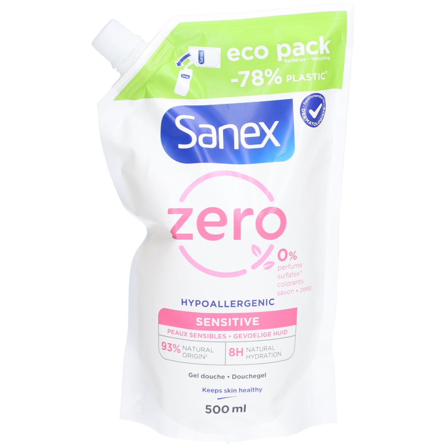 Sanex Zero Eco Recharge Sensitivity & Hypoallergenic Shower Gel für empfindliche Haut