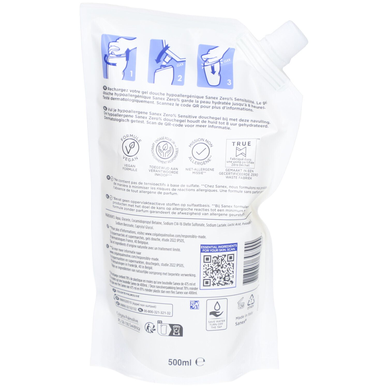 Sanex Zero Eco Recharge Sensitivity & Hypoallergenic Shower Gel für empfindliche Haut