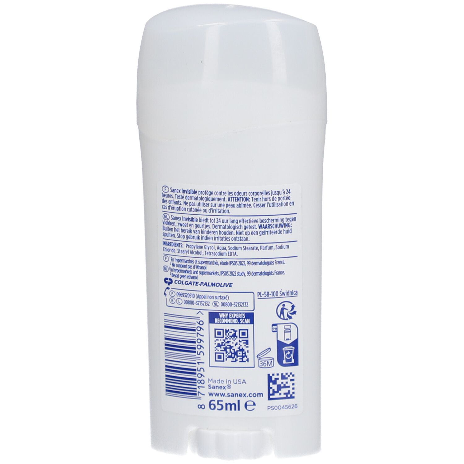 Sanex Dermo Invisible Deodorant Stick 24h