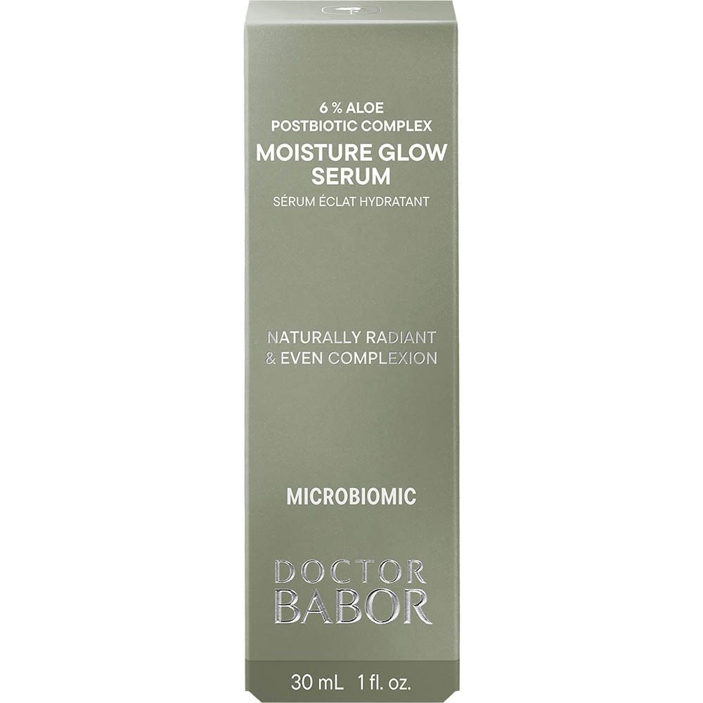 Produktverpackung. Aufschrift: Moisture Glow Serum, Doctor Babor.