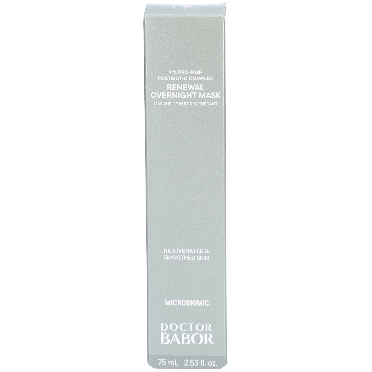 Schachtel mit Aufschrift: Renewal Overnight Mask. Marke: Doctor Babor. Text: Rejuvenated & Smoothed Skin.