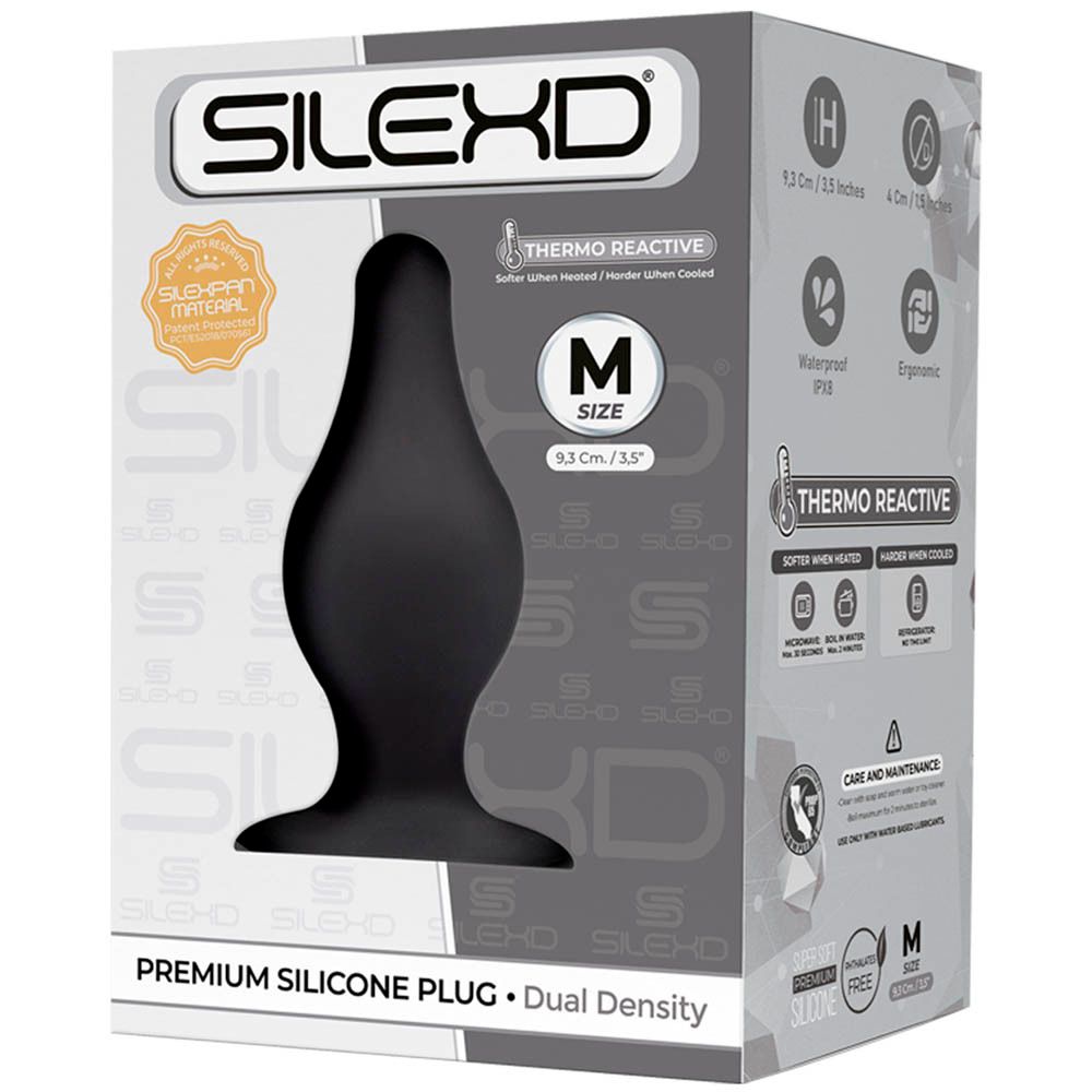 SilexD Plug Premium en Silicone Noir Medium Modèle 2 (9,3 x 3,5 cm)