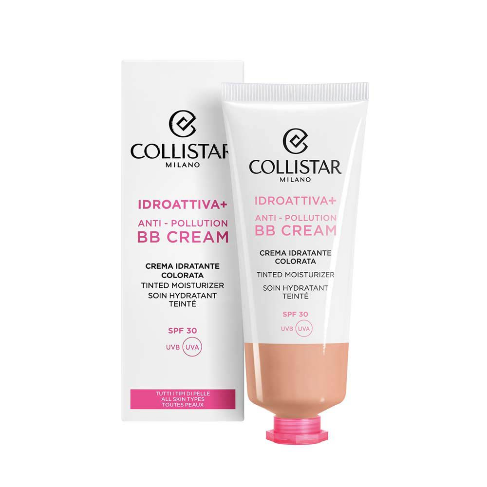 Collistar BB Cream et emballage. Emballage blanc avec tube. Texte en italien et anglais. SPF 30.