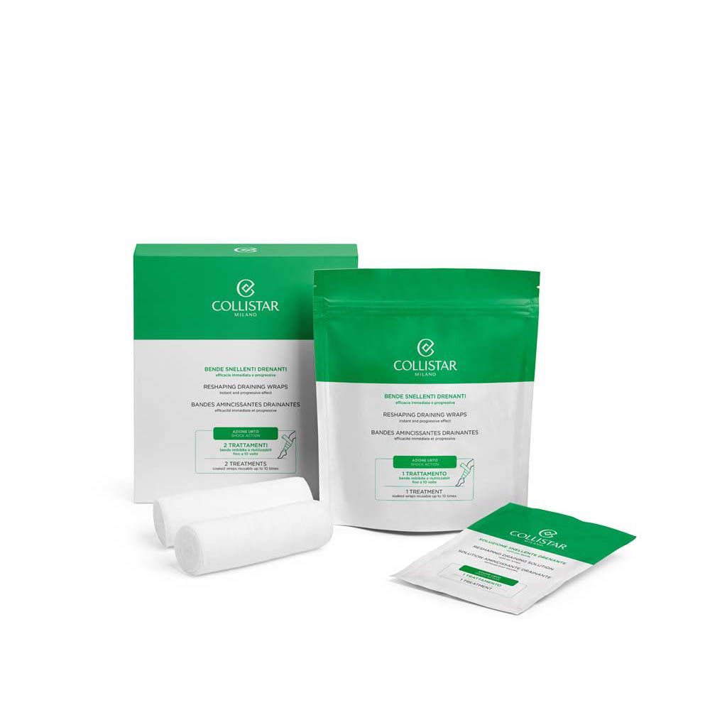 Emballage, sachets et bandages. Marque Collistar Milano. Contient Bandes Amincissantes Drainantes. Kit produit.