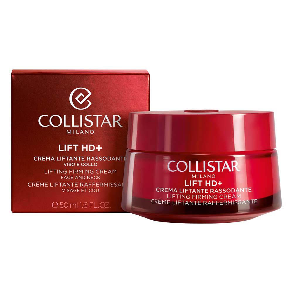 Pot et boîte rouges. Inscription : COLLISTAR MILANO LIFT HD+ CREMA LIFTANTE RASSODANTE. 50 ml.