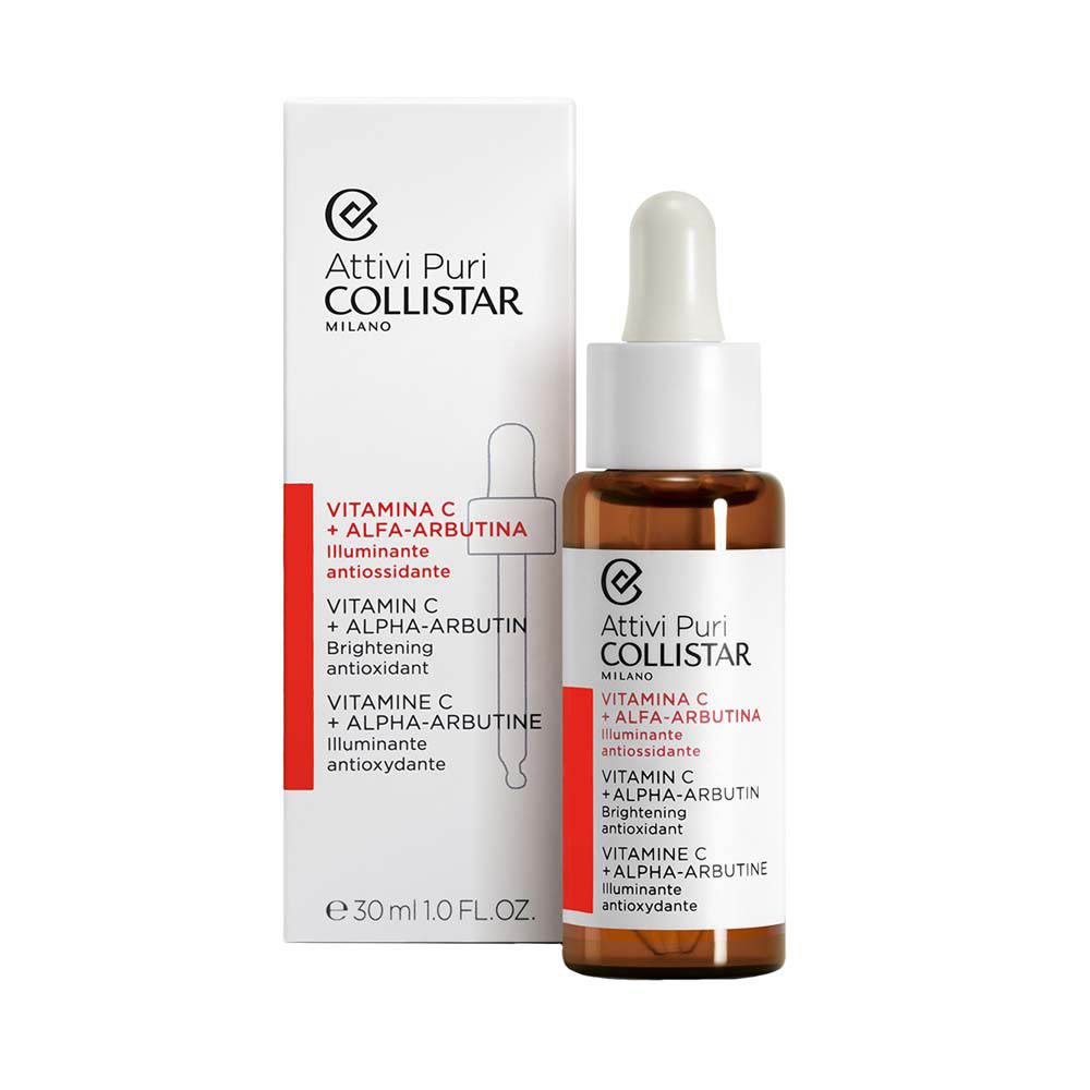 Flacon et emballage du produit. Boîte blanche avec image et texte du produit. Collistar.