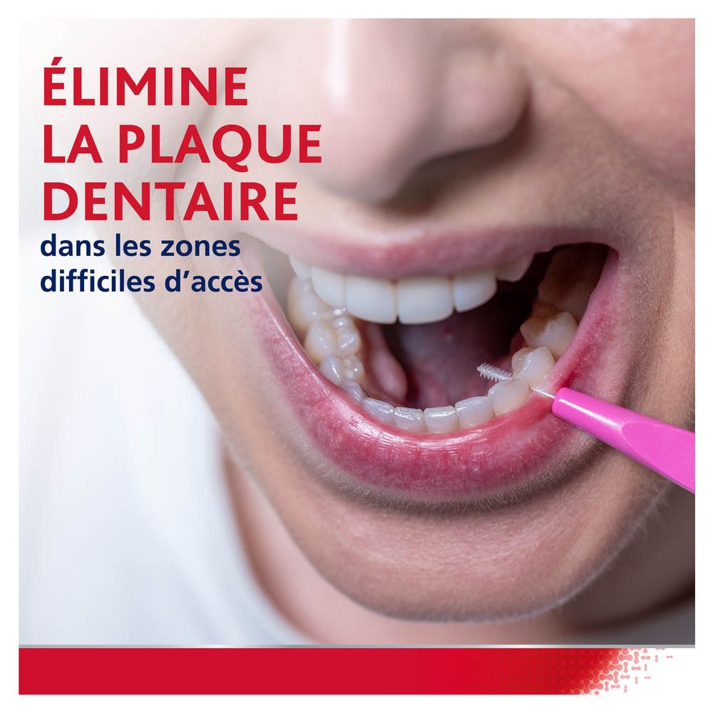 La brosse interdentaire élimine la plaque dentaire dans les zones difficiles d'accès.