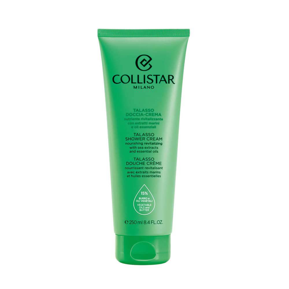 Tube vert Collistar. Inscriptions en italien, anglais et français. Contient 15% d'ingrédients végétaux. Contenance 250ml.